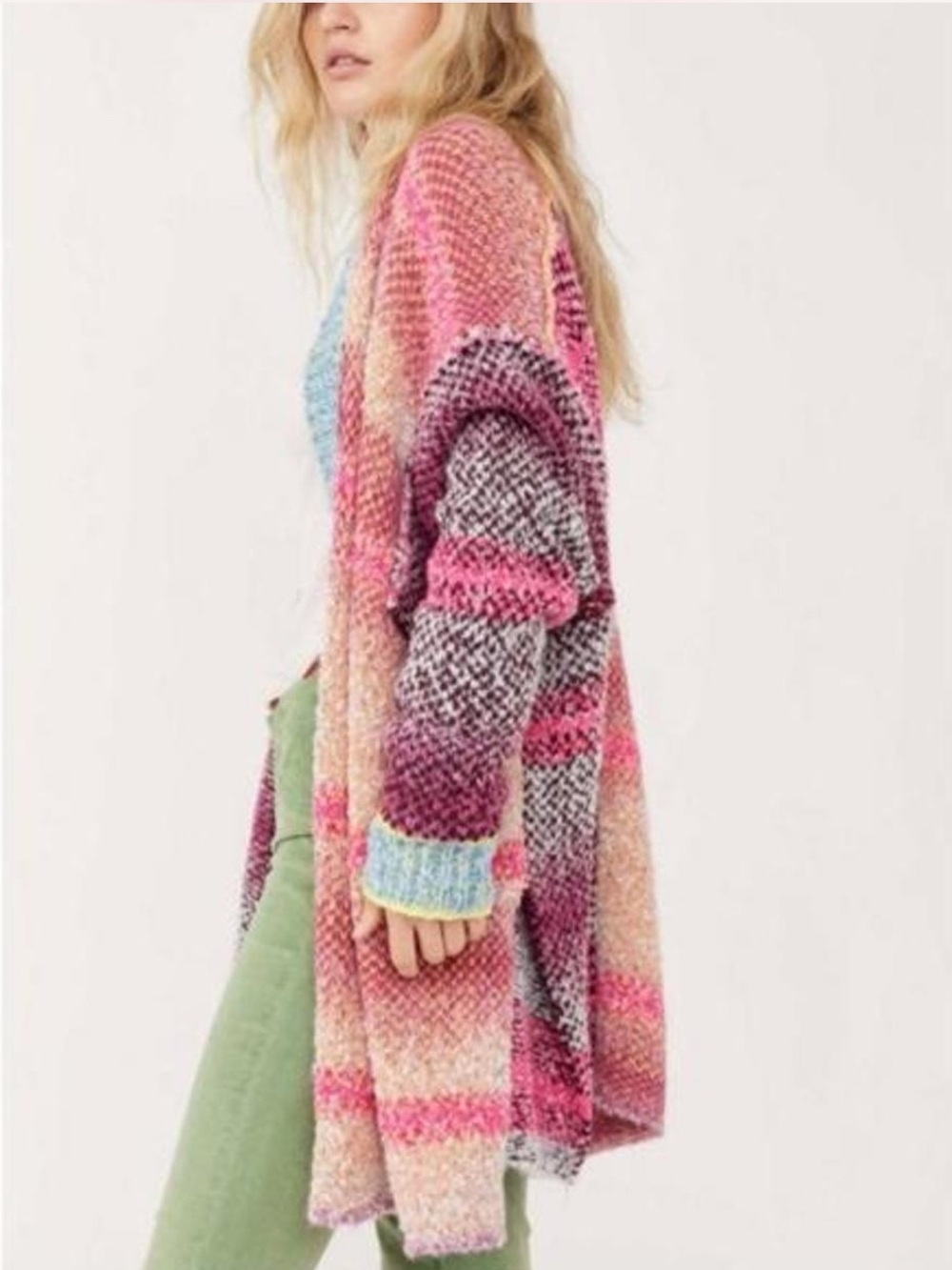 Free People Daydreamer Cardigan S Multicolor Patchwork Oversized Boho - Picture 3 of 7